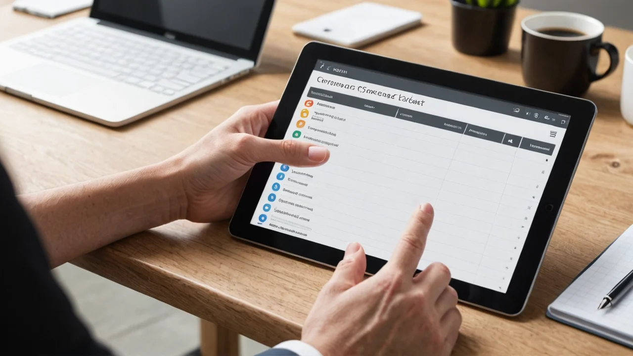 Checklist on a tablet being reviewed